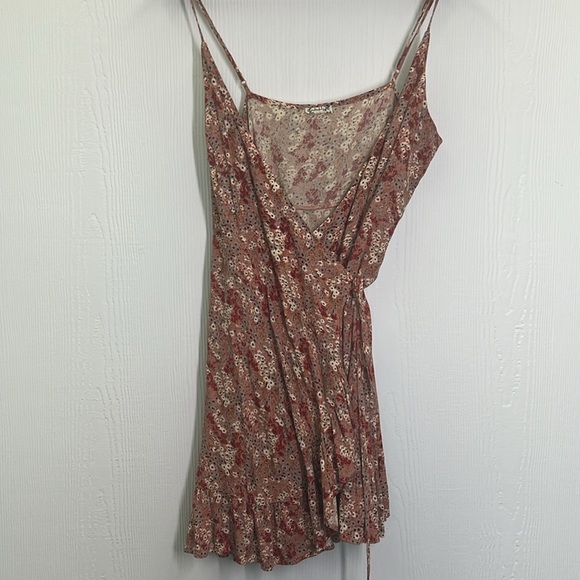 Free People - All My Love Multi Color Floral Pink Wrap Spaghetti Strap Dress Med - Picture 7 of 9
